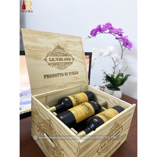 Quà tặng hộp gỗ 6 chai rượu vang Pháp Chales Gary nhập khẩu - HG2