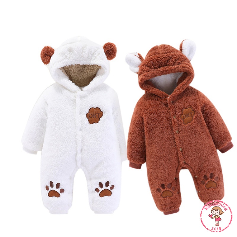 Bộ Áo Liền Quần Bằng Lông Cừu Một Mảnh Tay Dài Màu Trơn Mùa Thu Đông Bán Chạy Nhất Dành Cho Bé Tập Bò