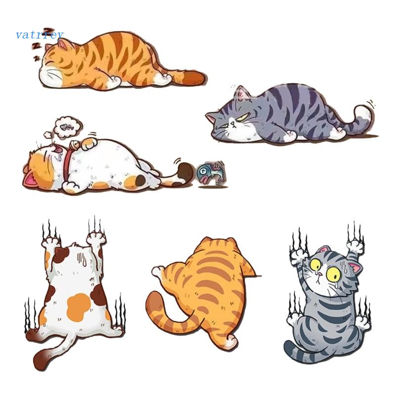 Miếng Dán Trang Trí Xe Hơi Chống Trầy Xước Hình Ba Chú Mèo Dễ Thương