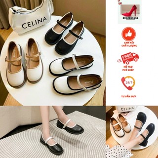  CÓ SẴN: Giày búp bê nữ viền bacsis da mềm giày lolita cổ điển  lolita 1 quai  -ZINZIN3456 