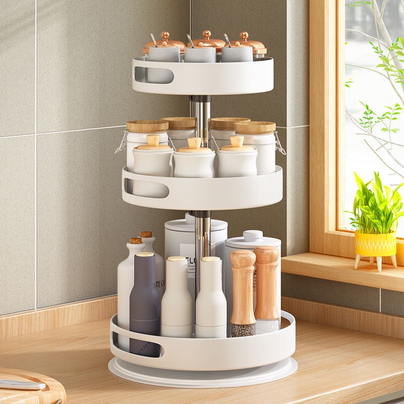 Giá đựng gia vị xoay Kệ đựng gia vị để bàn đa năng dụng cụ nhà Giá đựng gia vị bộ sưu tập hoàn chỉnh