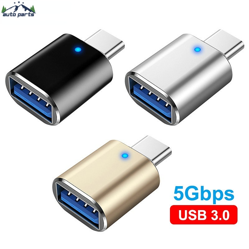 Bộ Chuyển Đổi Sạc Nhanh USB 3.0 Sang Type C OTG Bằng Nhôm Có Đèn Báo 3A Cho Điện Thoại / Máy Tính