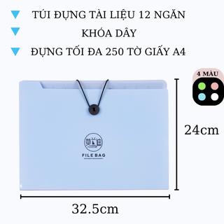 Túi đựng tài liệu nhiều ngăn a4 - 12 ngăn - bìa đựng tài liệu nhiều ngăn khóa dây cao cấp - MIYABI STORE