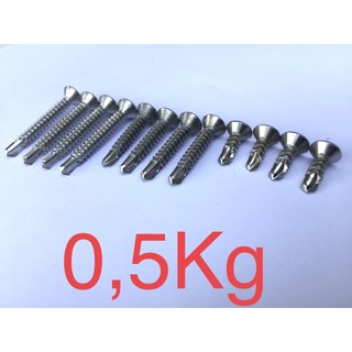 0,5kg vít tự khoan inox 304 đầu bằng phi 4 các độ dài