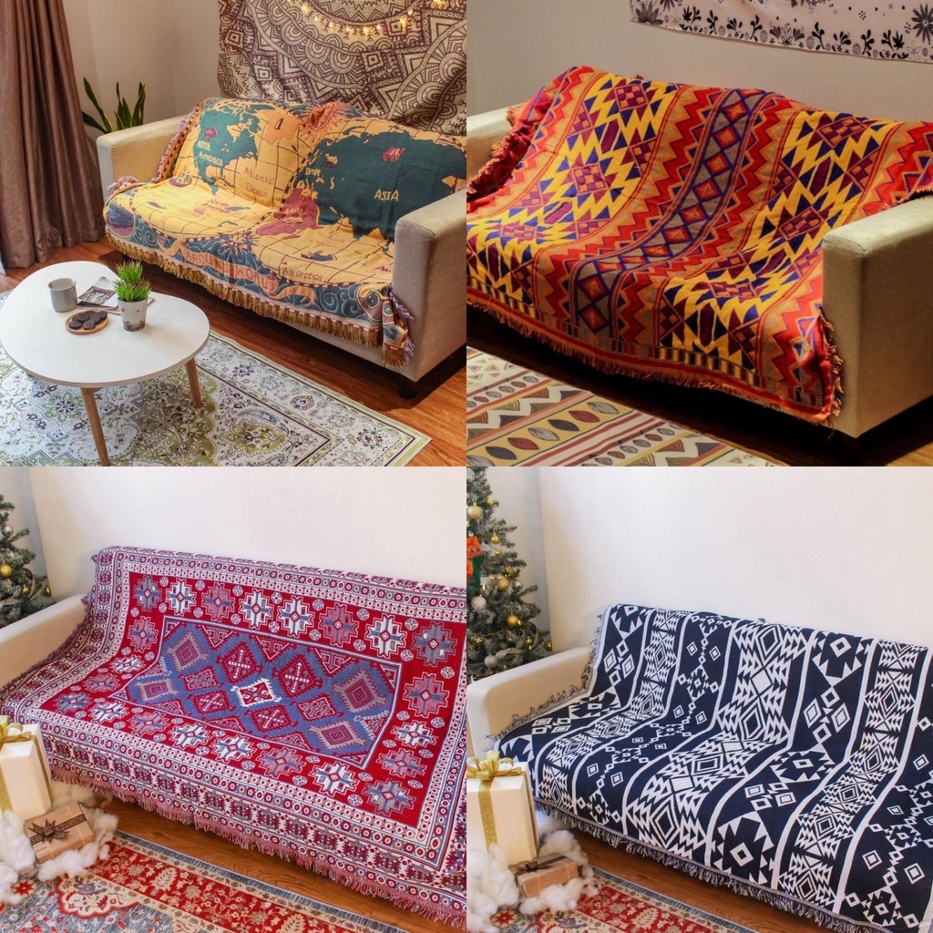 Khăn phủ ghế mây,giường ngủ,trải bàn, theo phong cách của mọi gia đình 90x180cm, Thảm thổ cẩm trang trí phòng, decor