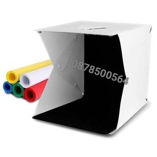 Hộp Chụp Hình Ảnh Sản Phẩm Đèn Led 40*40*40cm 2 thanh đèn 70 bóng LED tăng kèm 6 nền - GNGshop