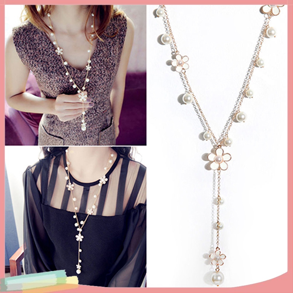 Dây chuyền dáng dài hình bông hoa đính ngọc tuyệt đẹp