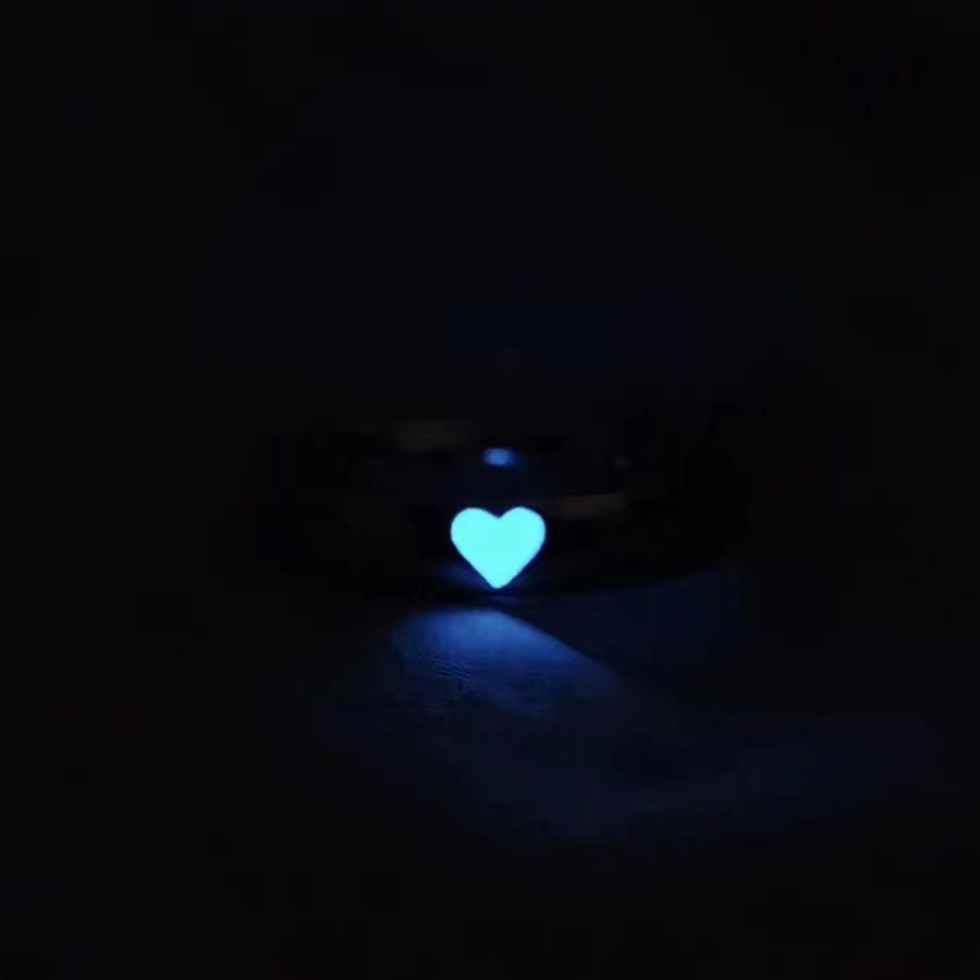 Nhẫn Dạ Quang Hình Trái Tim Màu Hồng / Xanh Dương Tùy Chỉnh Thời Trang Cho Cặp Đôi / Bạn Bè / Ngày Valentine