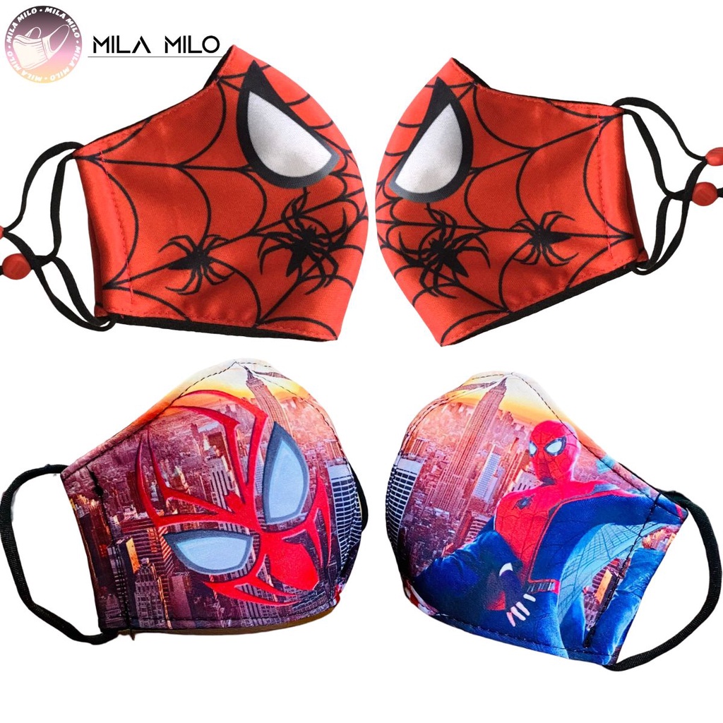 Khẩu trang vải cho bé 1-15 tuổi hình người nhện spiderman - Khẩu trang vải kháng khuẩn 3 lớp cao cấp