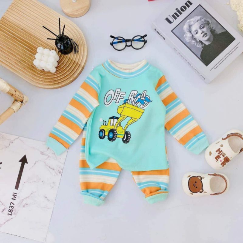 Bộ nỉ lót lông kẻ ngang cho bé từ 4-14kg