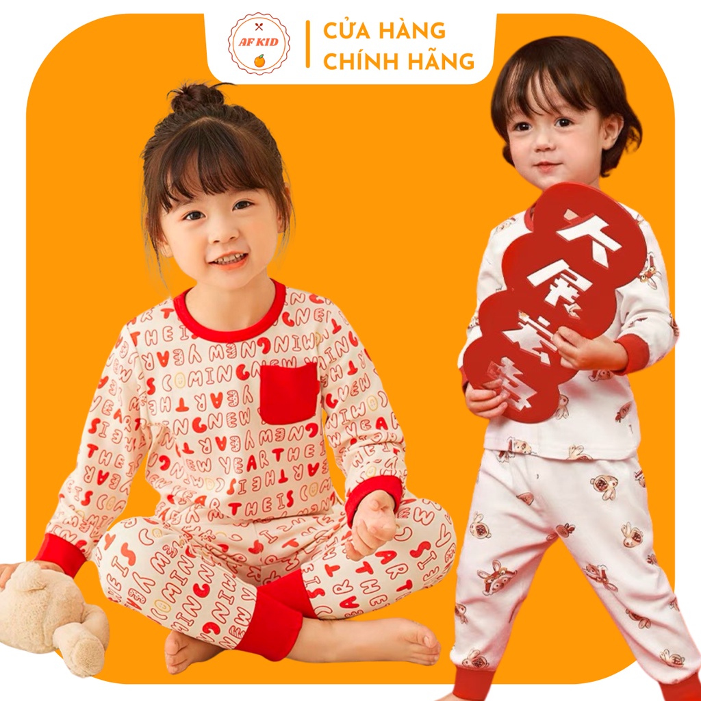 Bộ quần áo trẻ em 13-27kg Happy new year AF KID cho bé vải cotton bốn chiều cao cấp, co giãn cực tốt cho bé đón Tết