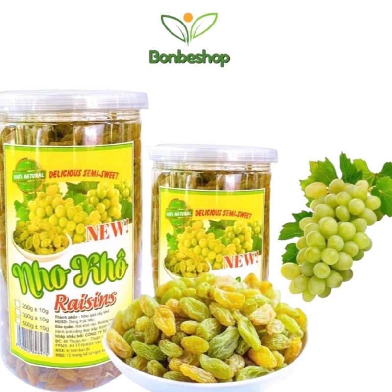 0,5Kg Nho khô Xanh Loại 1 Đóng Hũ Cao Cấp Như Hình, Thơm, Ngon