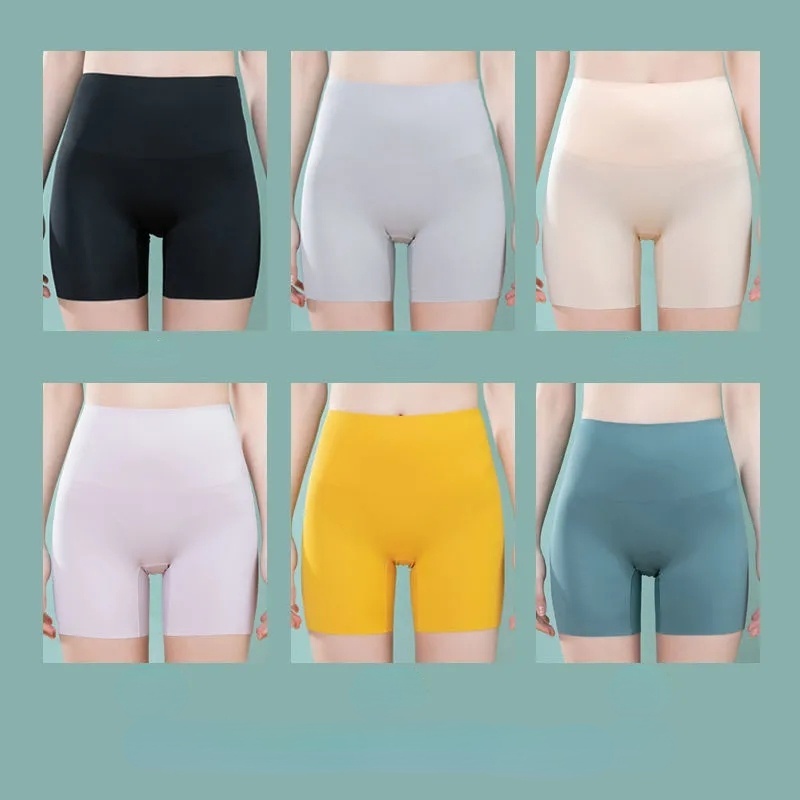 Quần Lót Lụa Lạnh Lưng Cao 2 Trong 1 Không Đường May Chống Lăn An Toàn Cho Nữ JP5