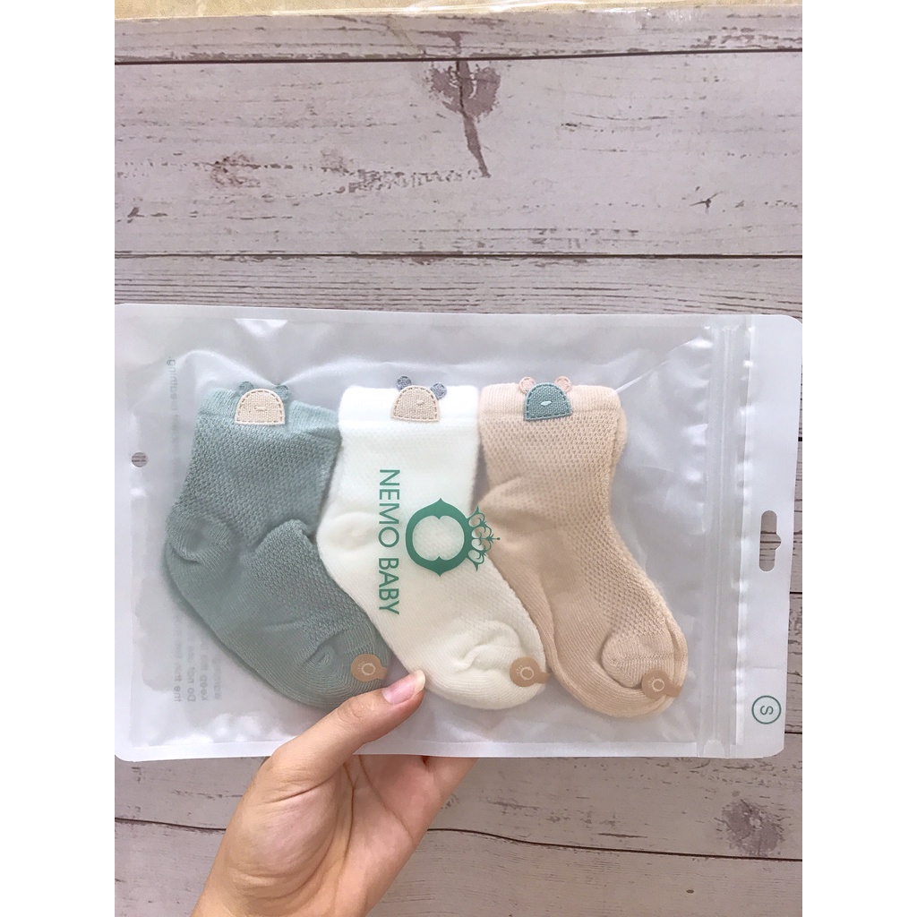 Set 3 Đôi Tất Trẻ Em Tất Cao Cổ Cho Bé 100% Cotton Hàng Xuất Nhật Tất Cho Bé Từ 0 Đến 1 Tuổi - S3T