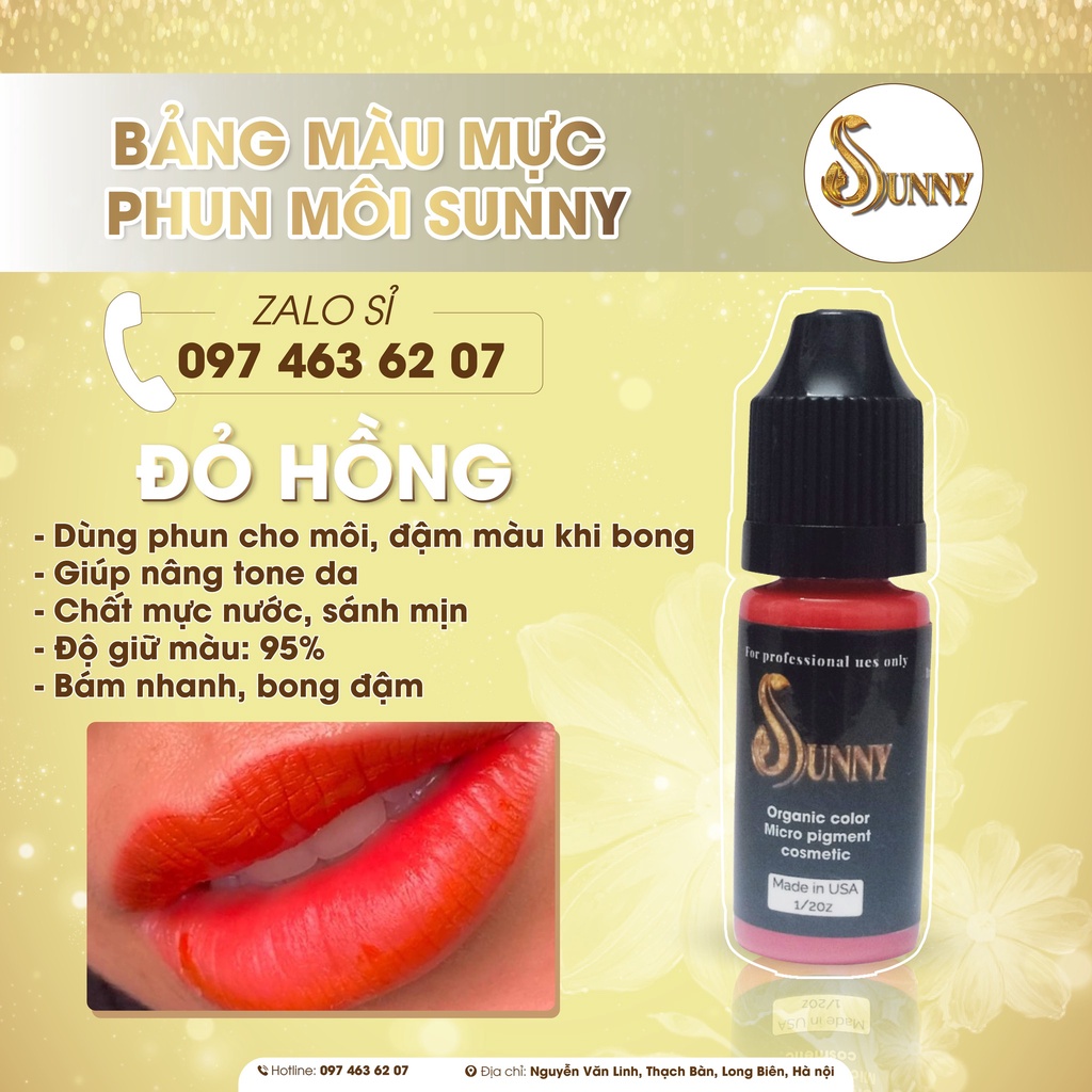 Mực phun xăm hưu cơ bám nhanh bong đậm, mực phun mày môi mí 10ml