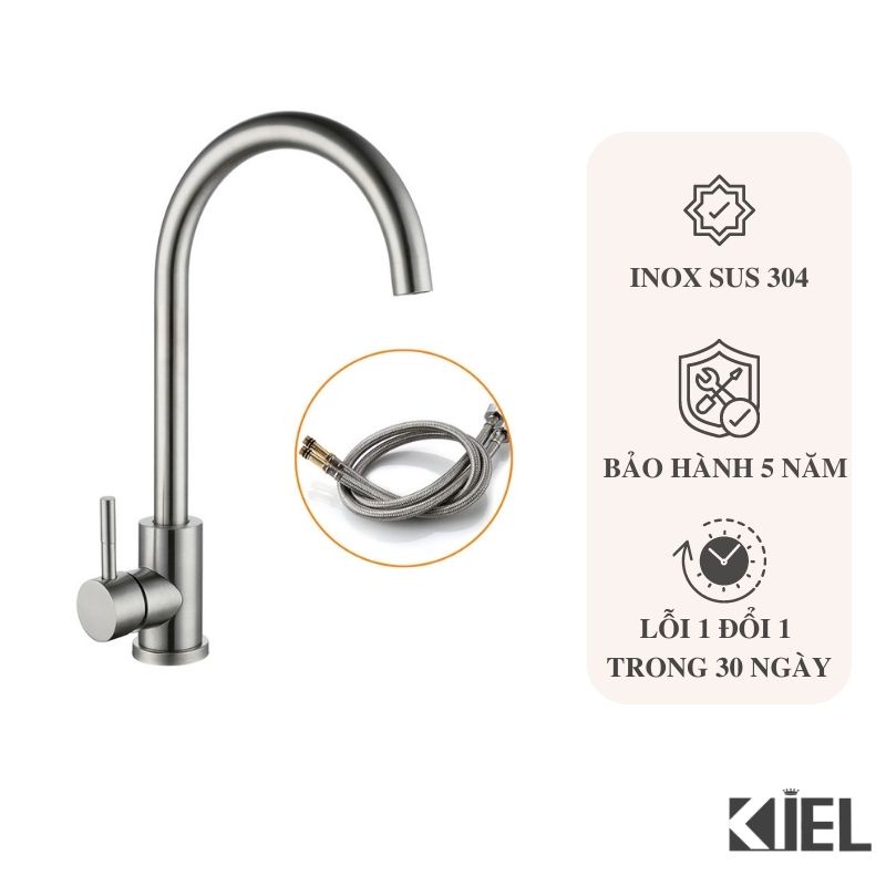 Vòi tròn rửa bát nóng lạnh inox 304 , hàng chính hãng cao cấp bảo hành 5 năm .