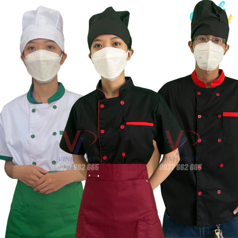 Đồng Phục Bếp Nhà Hàng Ngắn Tay Màu Đỏ Mẫu Đẹp Chuyển Nghiệp Cho Nam Và Nữ Giá Rẻ - Hình thật