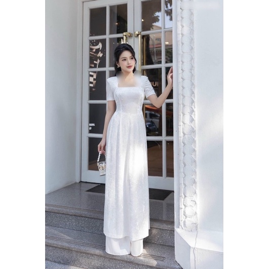 ✌️set áo dài gấm hoa 2 lớp + quần