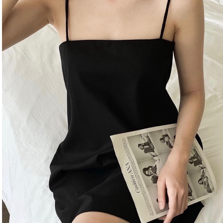 Lenin basic dress 🤎- Đầm hai dây chất linen