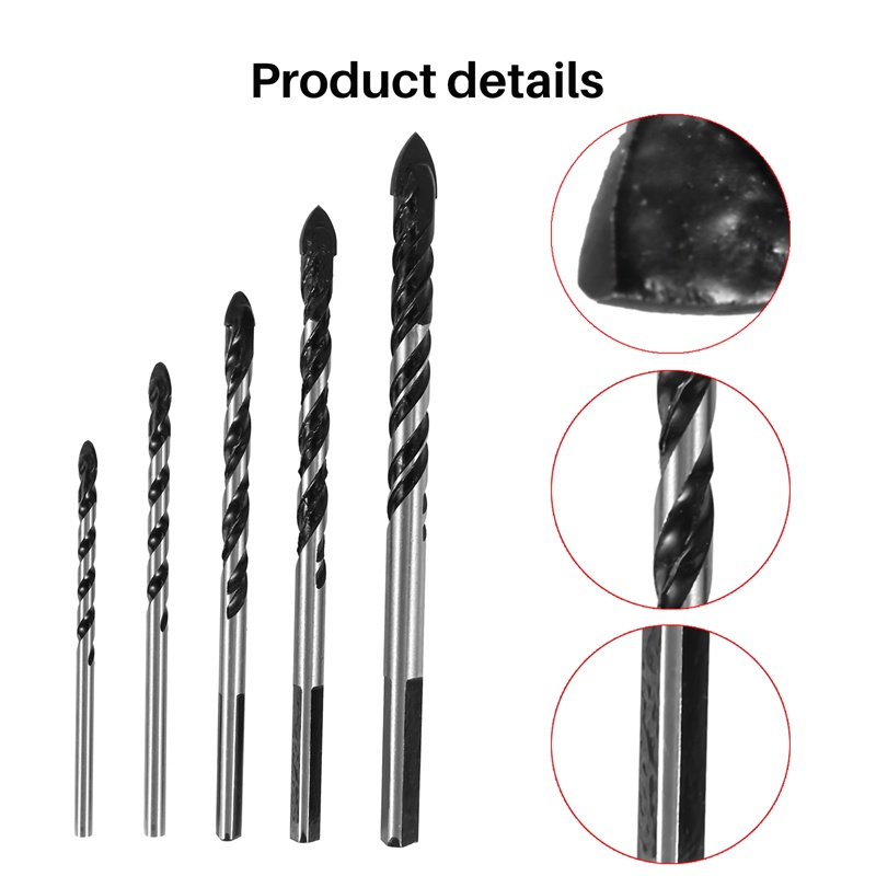 Bộ 5 Mũi Khoan Cacbua Vonfram Cacbua Đa Năng 3mm 4mm 5mm 6mm 8mm Chuyên Dụng Cho Vật Liệu Gốm / Gỗ