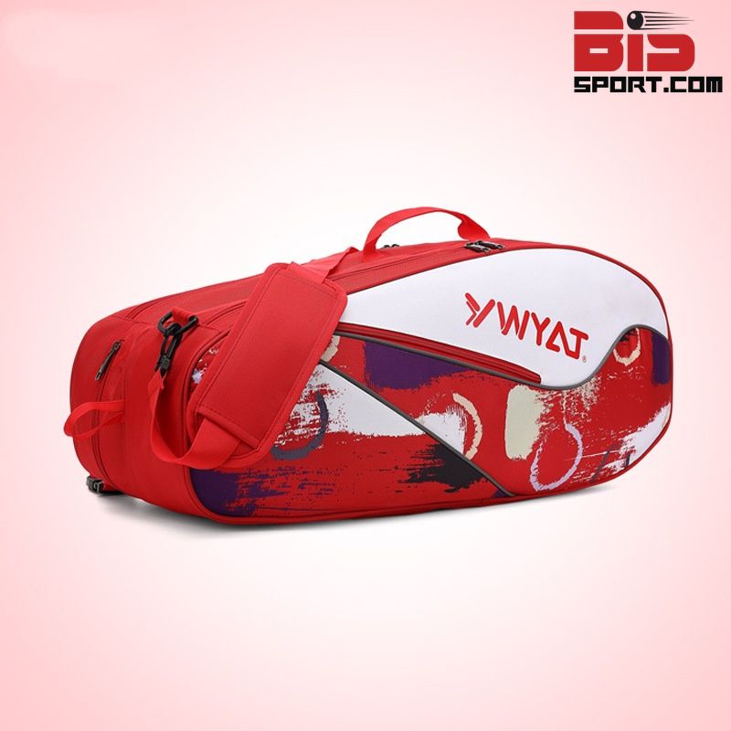 Túi Vợt Cầu Lông, Tennis 2 Ngăn Lớn Ywyat C601 Chính Hãng - Đỏ Trắng - Có Quai Đeo Balo - 2 Ngăn Chính Cực Lớn