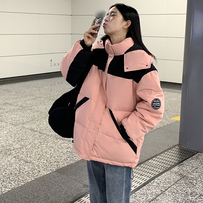 IELGY IELGY Áo Khoác Thể Thao cotton Dáng Rộng Có Nón Trùm Màu Sắc Phù Hợp Giữ Ấm Dành Cho Nữ