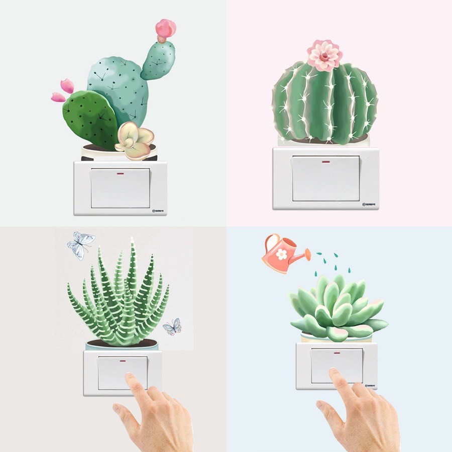 Trang trí ổ điện decal dán tường Lá Tre Shop trang trí công tắc hình thú