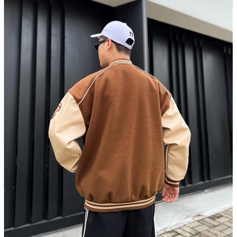 Áo khoác Bomber Nỉ Bông lót dù CB màu NÂU/Nam nữ unisex/Áo Jacket phong cách Ullzang 🖤
