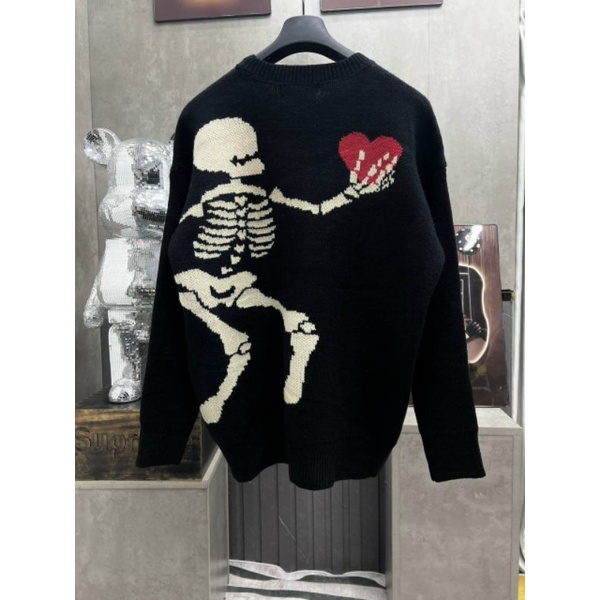 Áo Sweater weater xương cầm trái tim - Áo Nỉ Dáng Rộng Chùm Mông Nam Nữ