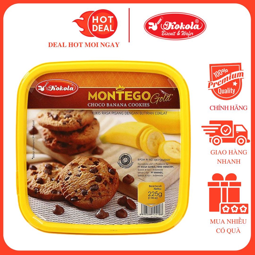 Bánh Quy Vị Socola Và Chuối Montego KoKola 225G (11 Gói x 20.45G)