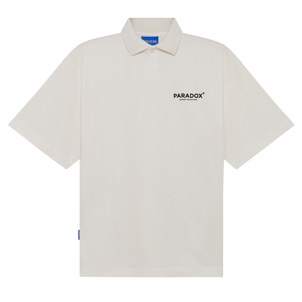 Áo thun có cổ Paradox tay lỡ BASIC LOGO POLO - Kem