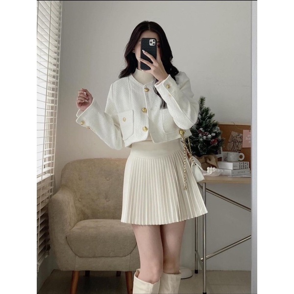 ÁO KHOÁC DẠ DÁNG CROPTOP CÚC ĐỒNG TÚI TRƯỚC”MIAMI”TIỂU THƯ