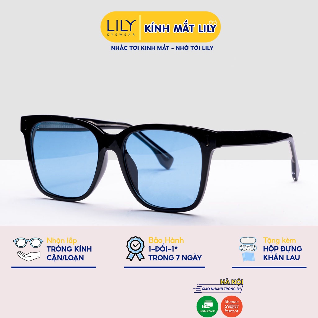 Kính mát nam nữ LILYEYEWEAR mắt kính vuông chống UV400 chất liệu nhựa cứng cáp dễ đeo 1925