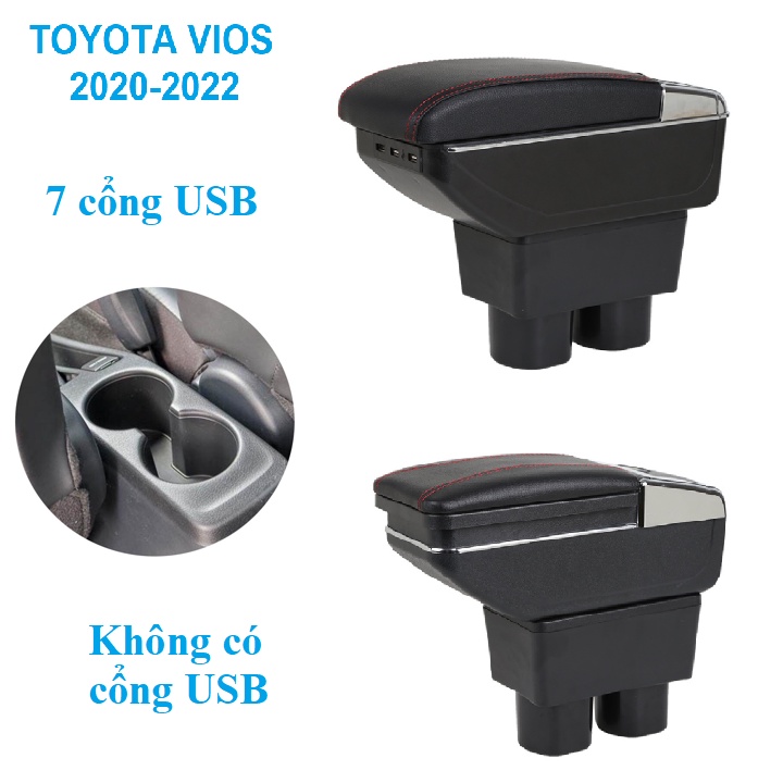 Hộp tỳ tay ô tô Toyota Vios 2020-2022 Chất liệu: Nhựa ABS + da PU cao cấp
