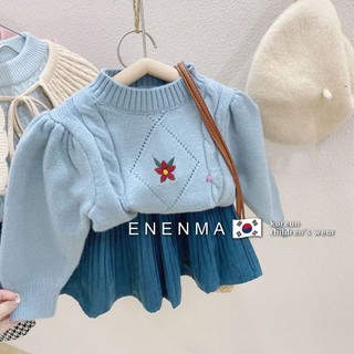 Bộ Áo Sweater Dệt Kim Thêu Họa Tiết Thời Trang Mùa Thu Hàn Quốc 2022 Cho Bé Gái