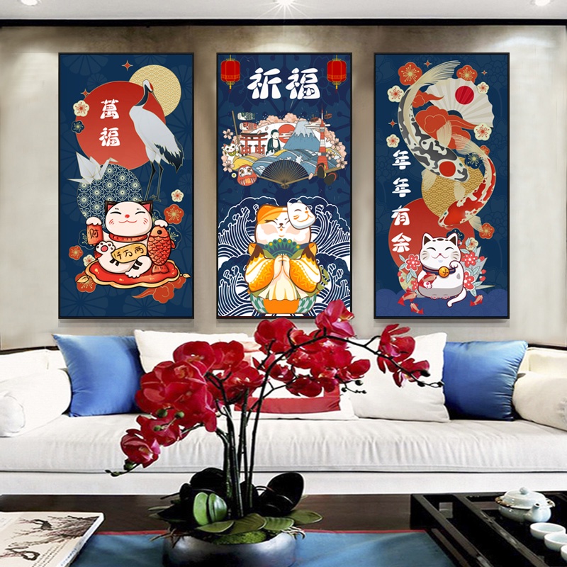 Tranh canvas mèo thần tài phát tài phát lộc có khung - giá xưởng (nhiều mẫu)