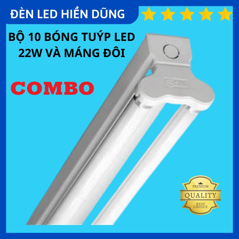BỘ 10 BÓNG TUÝP LED 22W 1M2 VÀ MÁNG ĐÔI