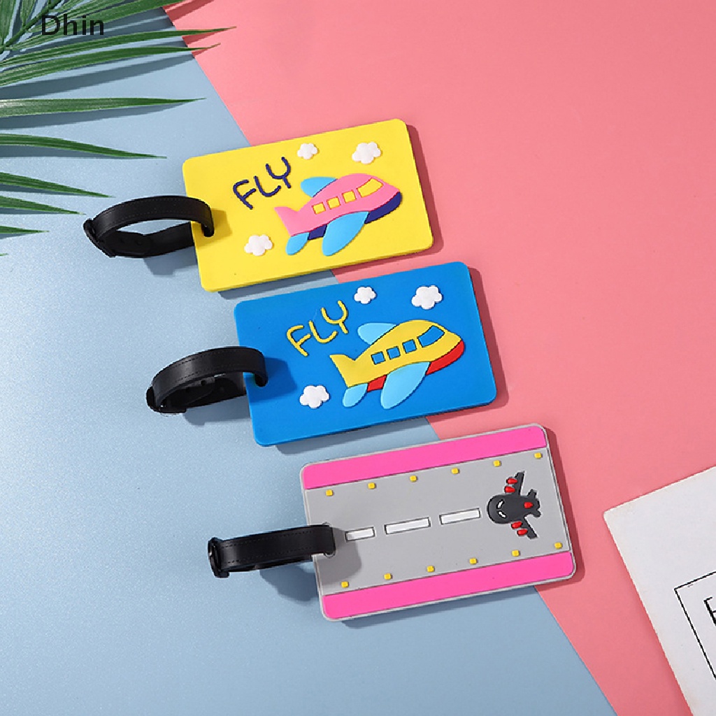 [Dhin] Thẻ Ghi Hành Lý Du Lịch Bằng Nhựa Silicon Họa Tiết Hoạt Hình Dễ Thương