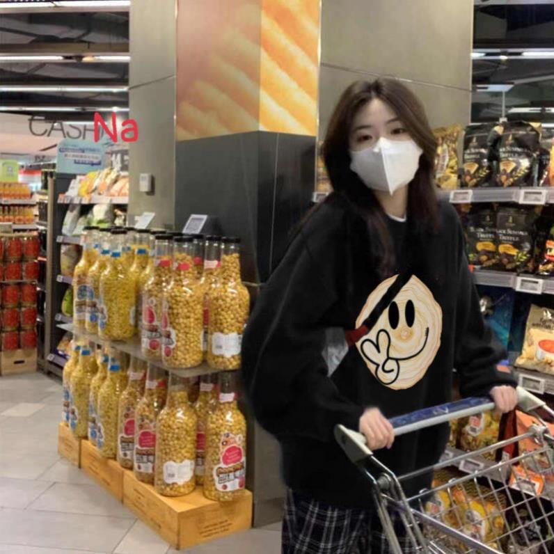 Áo Sweater nỉ mặt cười Unisex nam nữ tay lỡ Oversize form rộngThời trang Thu đông ấm áp, nỉ cotton ko bai xù, ấm áp