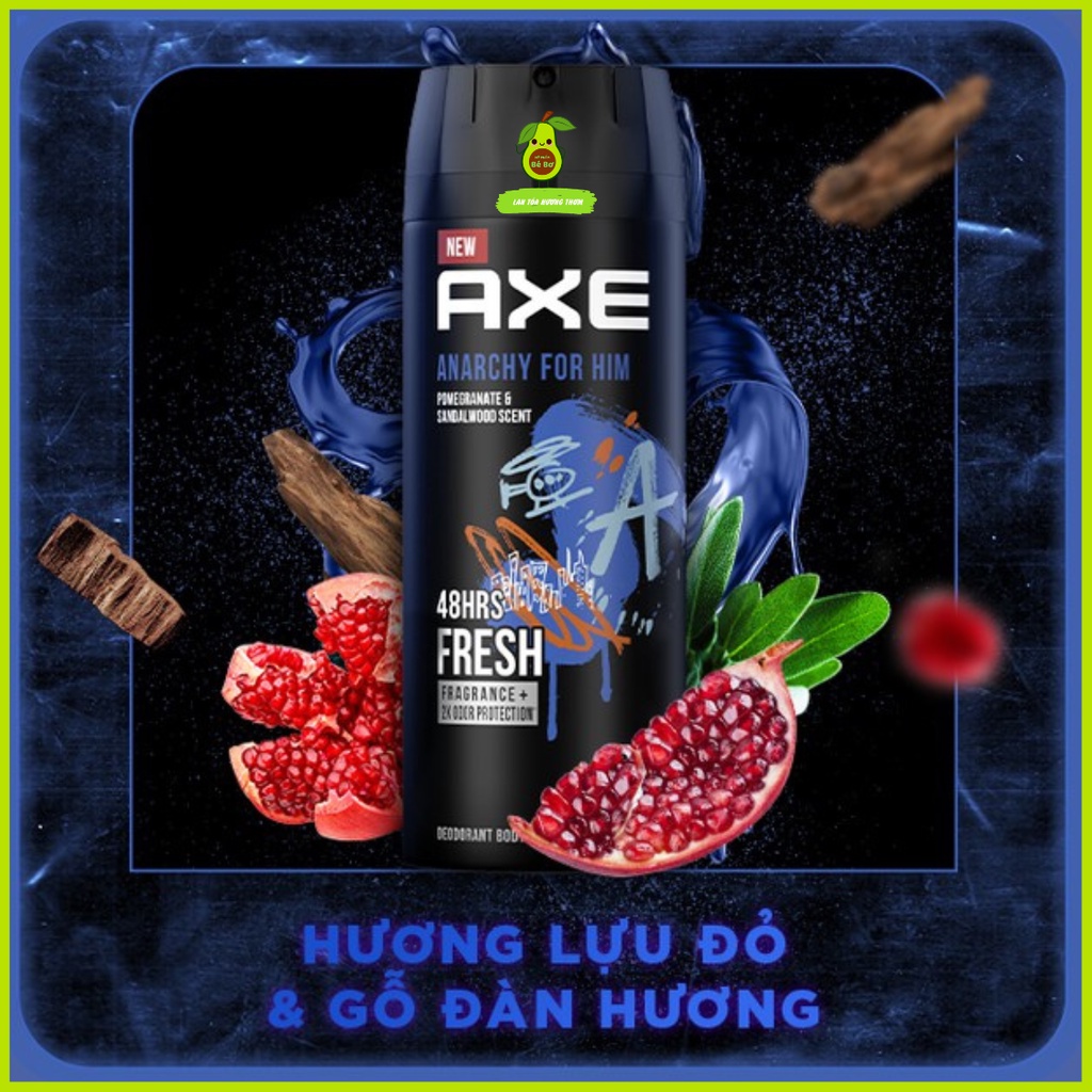 Xịt nước hoa nam toàn thân AXE 135ml - Xịt khử mùi hương nước hoa nam AXE kháng khuẩn nhập Thái Lan ngăn đổ mồ hôi nách