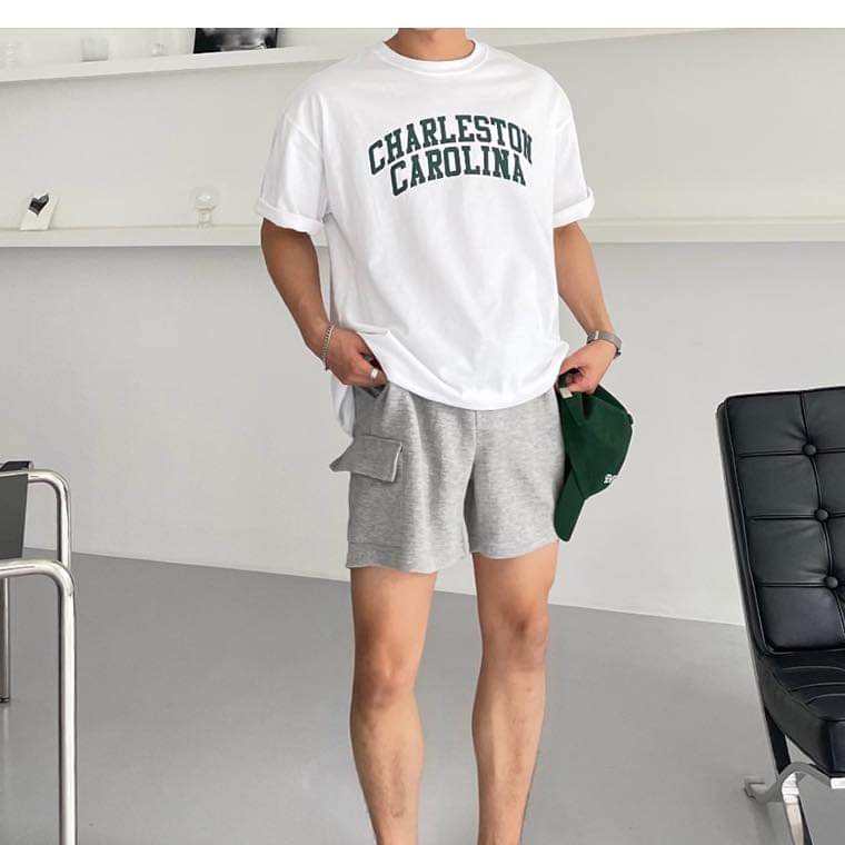 RYAN - Áo thun nam CHARLESTON CAROLINA ngắn tay vải cotton 4 chiều thương hiệu RYAN form rộng phong cách Hàn Quốc