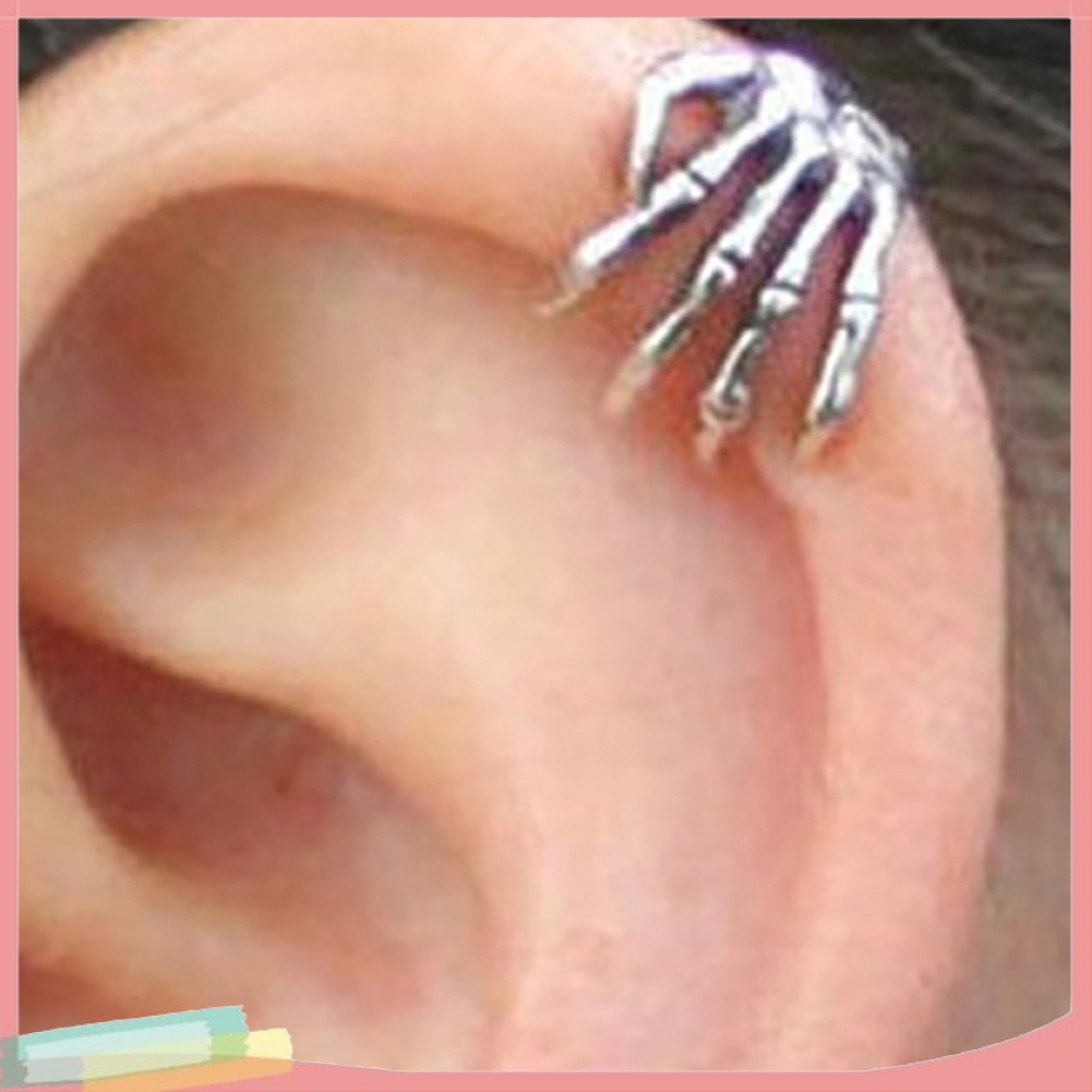 Khuyên kẹp vành tai hình bàn tay xương phong cách cá tính thời trang