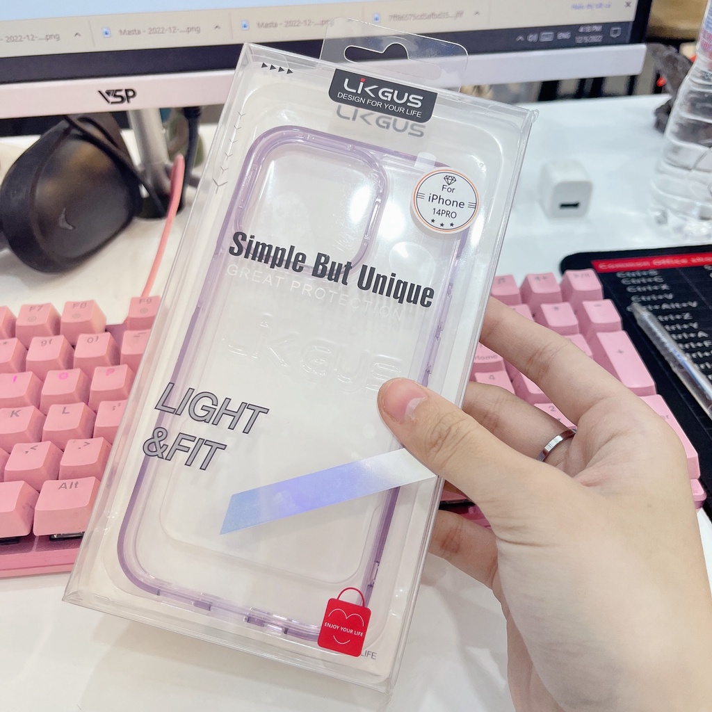 Ốp Lưng Cao Cấp Trong Viền Màu Tím Cho iPhone 14 Pro / 14PM
