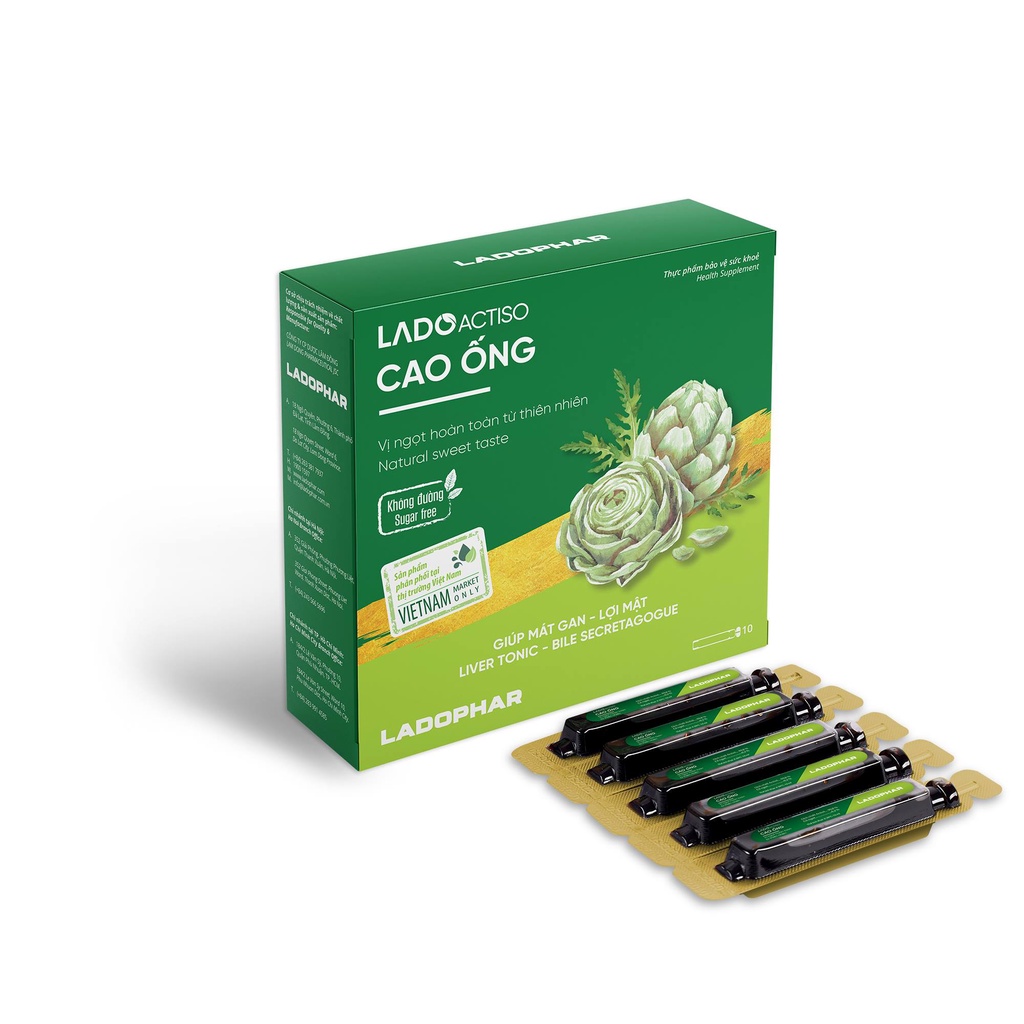 Cao nước Atiso không đường Ladophar hộp 10 ống x 10ml