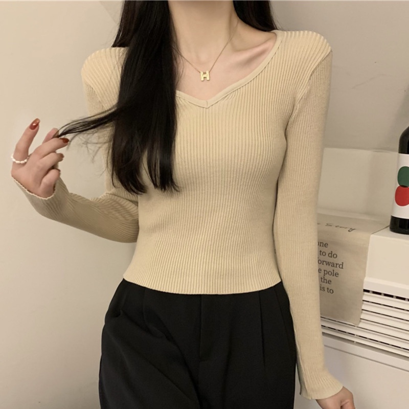 Áo Len Tay Dài Màu Sắc Đơn Giản Thời Trang Dành Cho Nữ