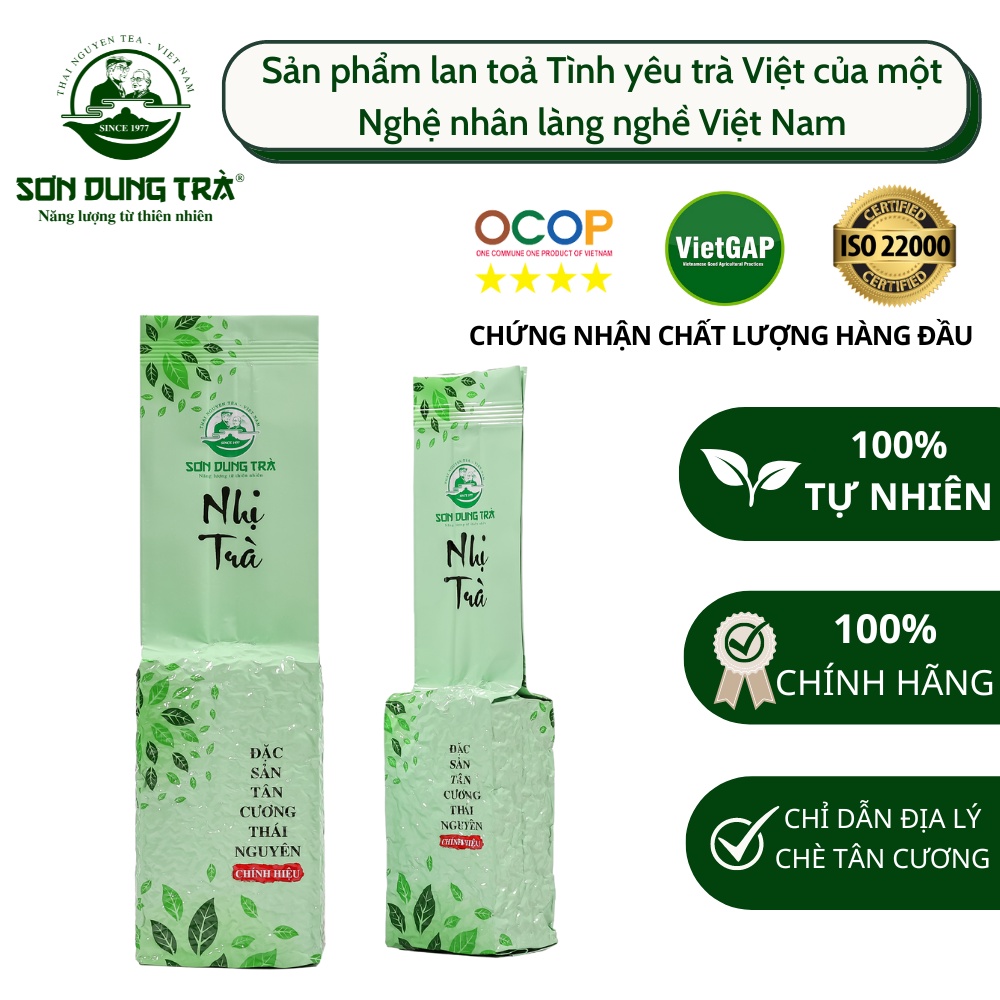 Nhị Trà SƠN DUNG TRÀ, Chè Thái Nguyên 100% Búp Chè Xanh Tự Nhiên Nước Vàng Sáng Hương Thơm Mùi