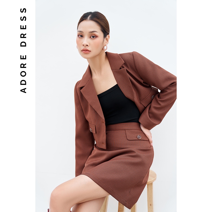 Áo khoác blazer crop 2 khuy ziczac cam đen 2BL3019 ADORE DRESS