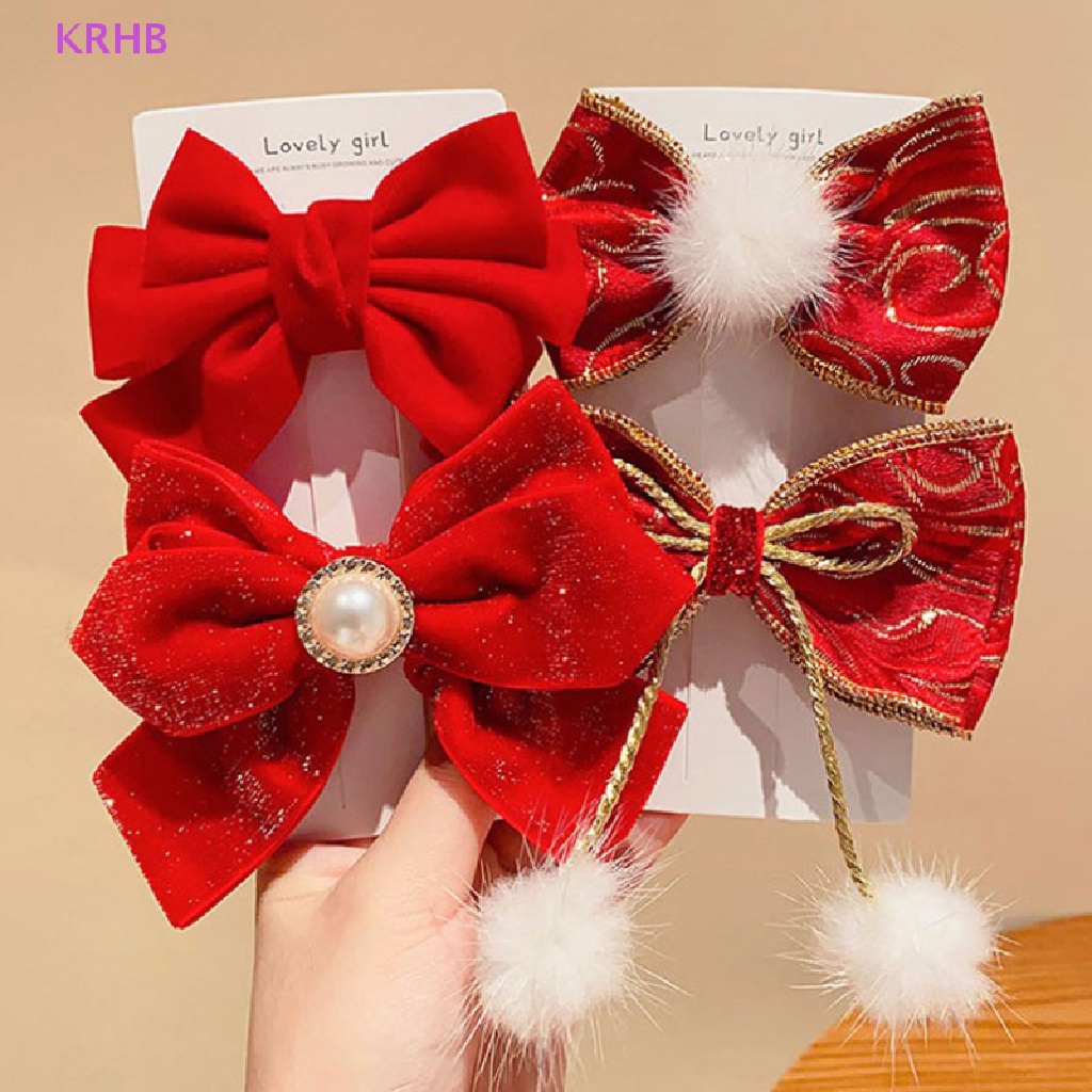 Kẹp Tóc Nơ Ruy Băng Lớn Bằng Vải Nhung Lấp Lánh Dành Cho Bé Gái Mới