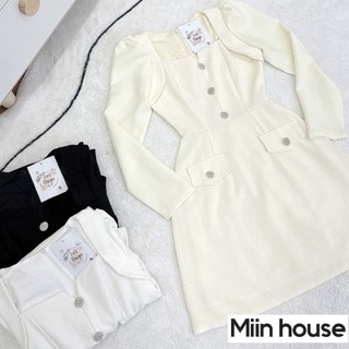 Váy dạ text sợi tweed mỏng 5 khuy đá