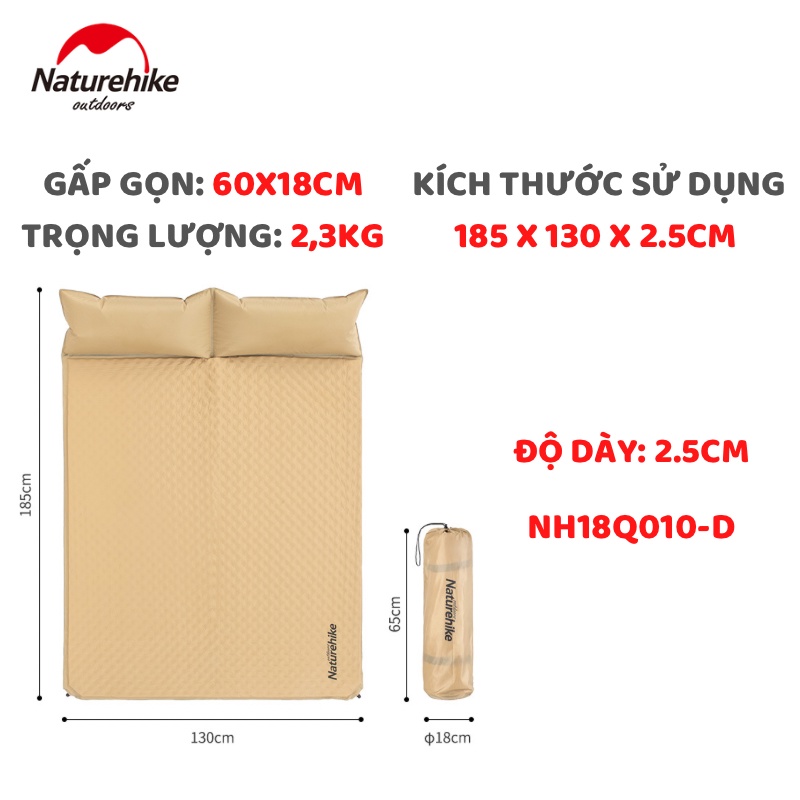ĐỆM TỰ BƠM DÃ NGOẠI, CẮM TRẠI NATUREHIKE NH18Q010-D